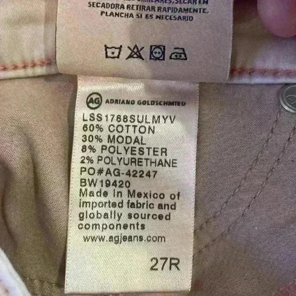 AG Adriano Goldschmied The Abbey Sateen Mid-Rise Skinny Ankle Jeans Pink Size 27 - Picture 13 of 14